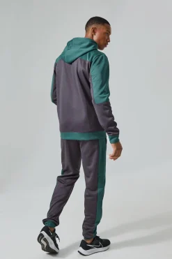 boohooMAN Active Scuba Mesh Panel Zip Through Tracksuit | UK| Tracksuits