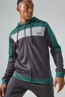 boohooMAN Active Scuba Mesh Panel Zip Through Tracksuit | UK| Tracksuits