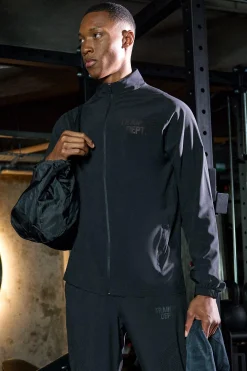 boohooMAN Active Training Dept Panelled Regular Fit Funnel Neck Jacket | UK| Coats & Jackets