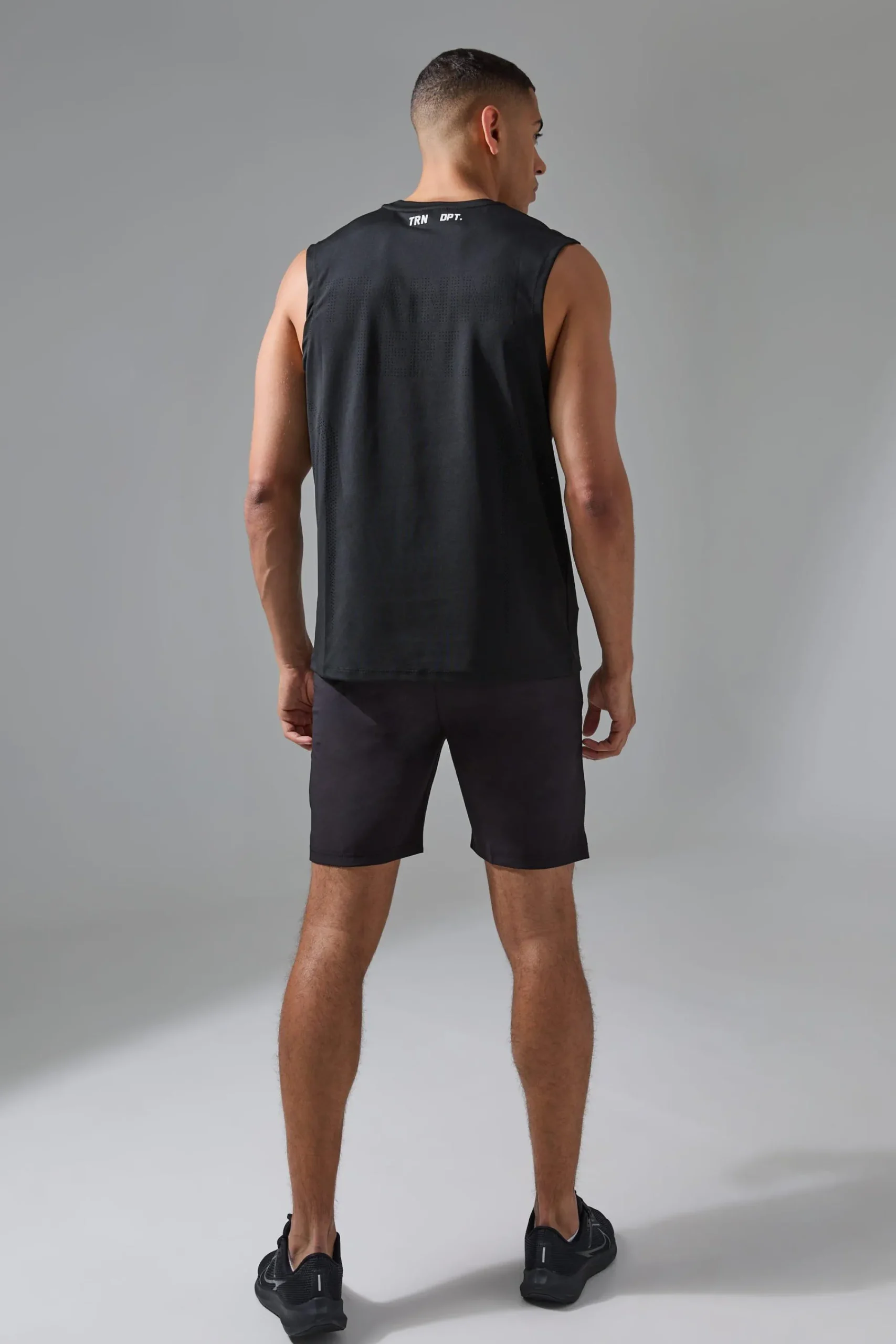 boohooMAN Active Training Dept Perforated Tank & Short Set | UK| Tracksuits