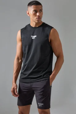 boohooMAN Active Training Dept Perforated Tank & Short Set | UK| Tracksuits