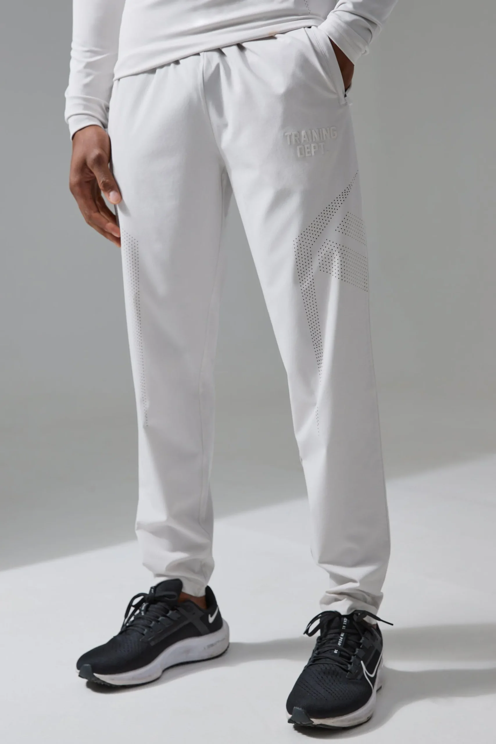 boohooMAN Active Training Dept Slim Woven Perforated Jogger | UK| Joggers