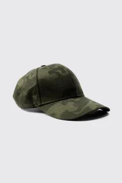boohooMAN All Over Camo Print Cap In | UK| Hats & Caps
