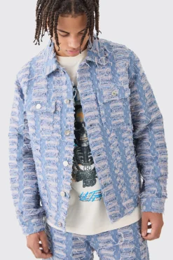 boohooMAN All Over Distressed Denim Jacket | UK| Coats & Jackets