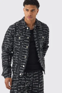 boohooMAN All Over Distressed Denim Jacket | UK| Coats & Jackets