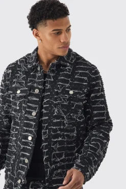 boohooMAN All Over Distressed Denim Jacket | UK| Coats & Jackets