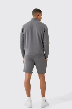 boohooMAN B Applique Funnel Neck Short Tracksuit | UK| Tracksuits