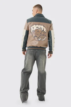 boohooMAN Badge Detail Colour Block Pu Varsity Jacket In | UK| Coats & Jackets