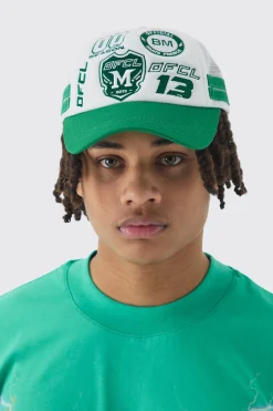 boohooMAN Badge Foam Trucker Cap In | UK| Hats & Caps