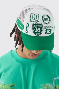 boohooMAN Badge Foam Trucker Cap In | UK| Hats & Caps