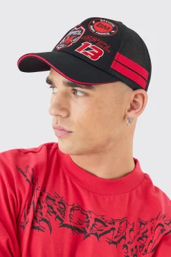 boohooMAN Badge Foam Trucker Cap In | UK| Hats & Caps