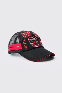 boohooMAN Badge Foam Trucker Cap In | UK| Hats & Caps