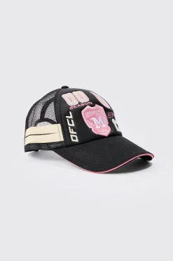 boohooMAN Badge Foam Trucker Cap In | UK| Hats & Caps