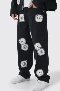 boohooMAN Baggy Fit Crochet Denim Jeans | UK| Trousers|Jeans