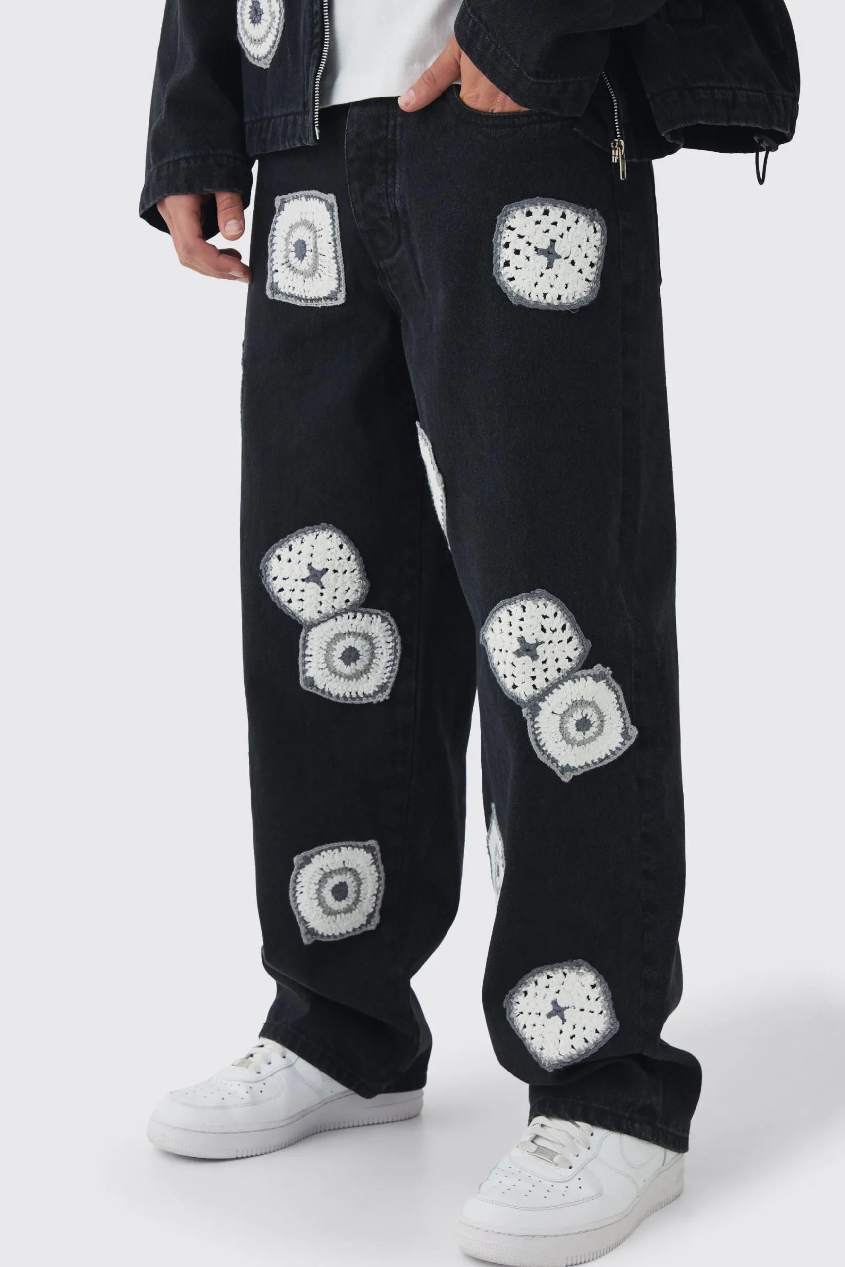 boohooMAN Baggy Fit Crochet Denim Jeans | UK| Trousers|Jeans