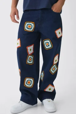 boohooMAN Baggy Fit Crochet Denim Jeans | UK| Trousers|Jeans