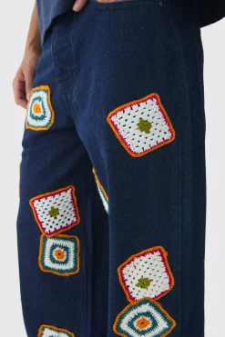 boohooMAN Baggy Fit Crochet Denim Jeans | UK| Trousers|Jeans