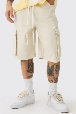 boohooMAN Baggy Fit Elasticated Waist Extended Drawcord Cargo Shorts | UK| Shorts