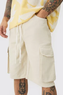 boohooMAN Baggy Fit Elasticated Waist Extended Drawcord Cargo Shorts | UK| Shorts