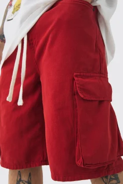 boohooMAN Baggy Fit Elasticated Waist Extended Drawcord Cargo Shorts | UK| Shorts