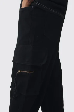 boohooMAN Baggy Fit Elasticated Waist Extended Drawcord Cargo Trousers | UK| Trousers|Cargos