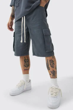 boohooMAN Baggy Fit Elasticated Waist Extended Drawcord Cargo Shorts | UK| Shorts