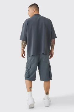 boohooMAN Baggy Fit Elasticated Waist Extended Drawcord Cargo Shorts | UK| Shorts