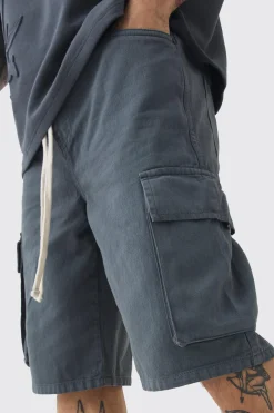 boohooMAN Baggy Fit Elasticated Waist Extended Drawcord Cargo Shorts | UK| Shorts