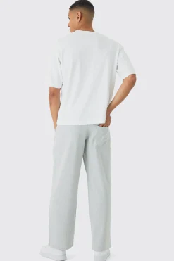 boohooMAN Baggy Fit Pinstripe Trouser With Boxer Double Waistband | UK| Trousers