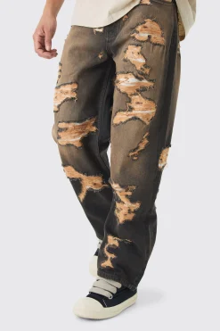 boohooMAN Baggy Fit Rigid All Over Ripped Jeans | UK| Trousers|Jeans