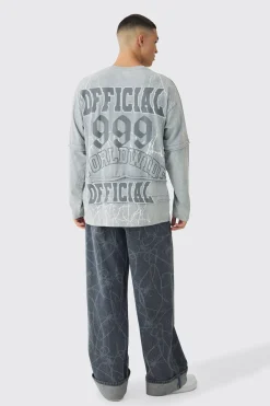 boohooMAN Baggy Fit Rigid Barbed Wire Laser Print Jeans | UK| Sets & Co-Ords|Jeans