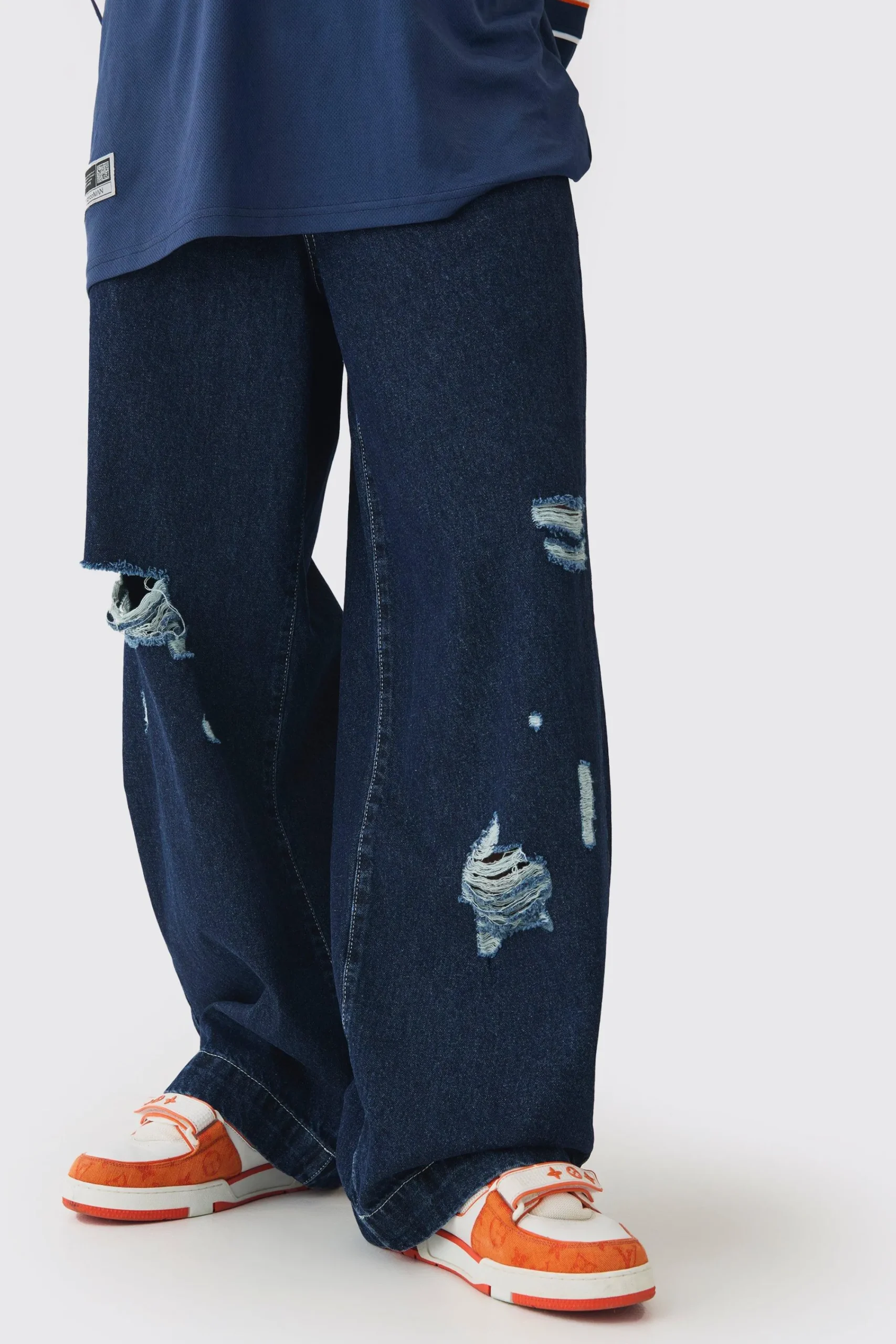 boohooMAN Baggy Fit Rigid Ripped Jeans | UK| Trousers|Jeans