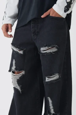 boohooMAN Baggy Fit Rigid Star Ripped Jeans | UK| Trousers|Jeans