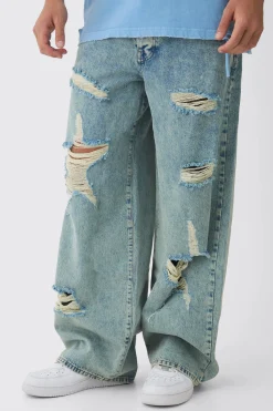 boohooMAN Baggy Fit Rigid Star Ripped Jeans | UK| Trousers|Jeans