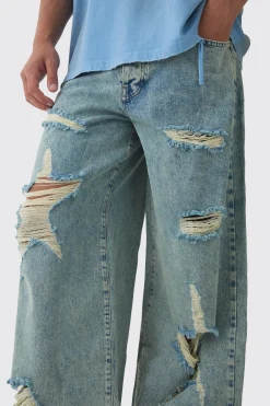 boohooMAN Baggy Fit Rigid Star Ripped Jeans | UK| Trousers|Jeans