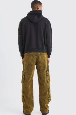 boohooMAN Baggy Multi Pocket Acid Wash Corduroy Cargo Trouser | UK| Trousers