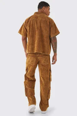 boohooMAN Baggy Multi Pocket Acid Wash Cord Cargo Trouser | UK| Trousers|Cargos