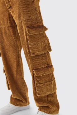 boohooMAN Baggy Multi Pocket Acid Wash Cord Cargo Trouser | UK| Trousers|Cargos