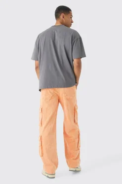 boohooMAN Baggy Multi Pocket Acid Wash Cord Trouser In | UK| Trousers