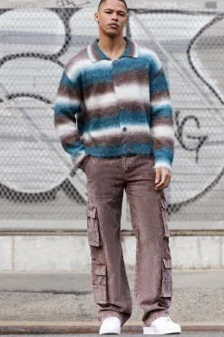 boohooMAN Baggy Multi Pocket Acid Wash Cord Trouser In | UK| Trousers