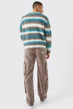 boohooMAN Baggy Multi Pocket Acid Wash Cord Trouser In | UK| Trousers