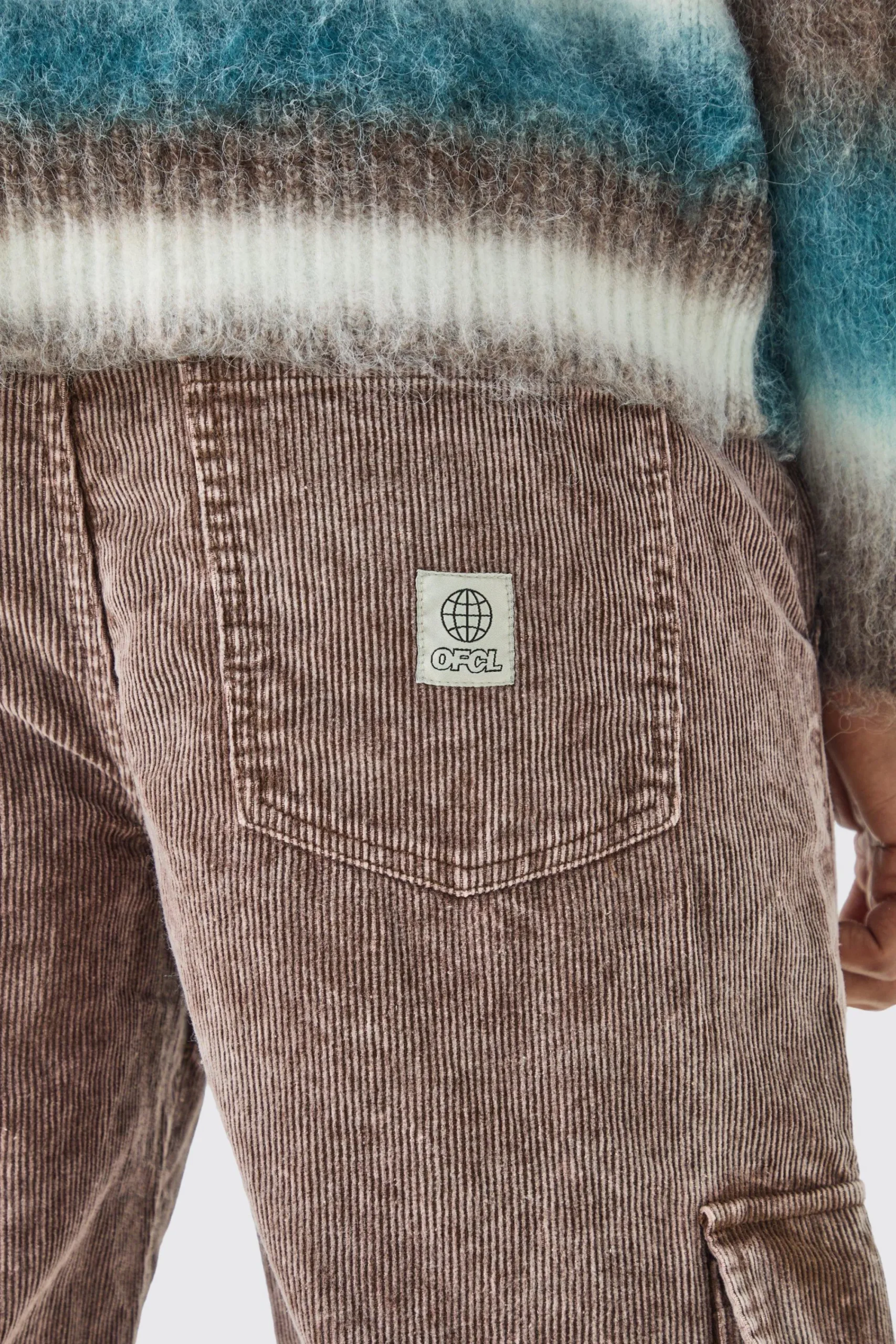 boohooMAN Baggy Multi Pocket Acid Wash Cord Trouser In | UK| Trousers