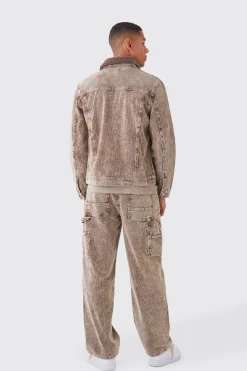 boohooMAN Baggy Rigid Acid Wash Cord Trousers In | UK| Trousers