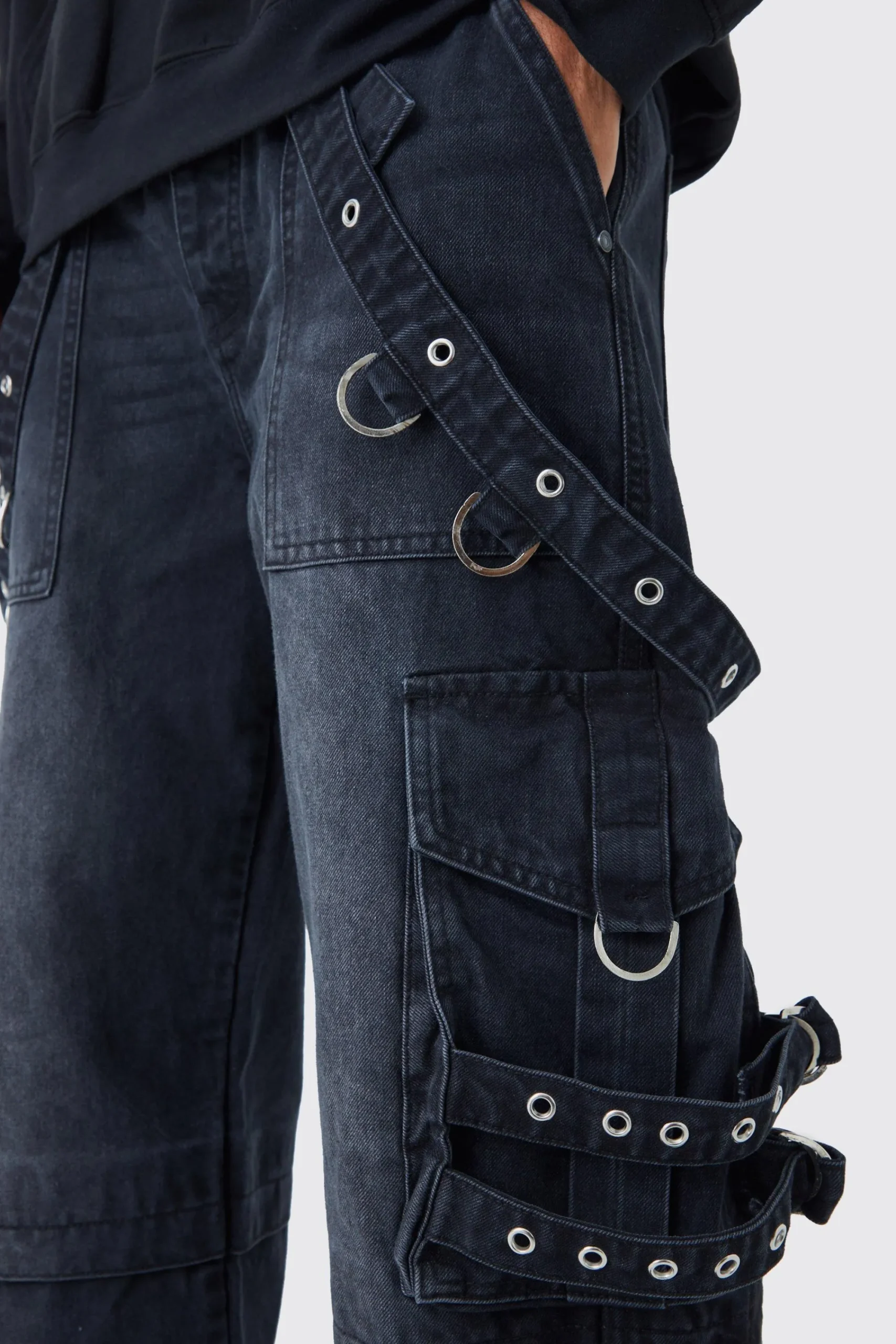 boohooMAN Baggy Rigid Cargo Strap Jeans In | UK| Trousers|Jeans