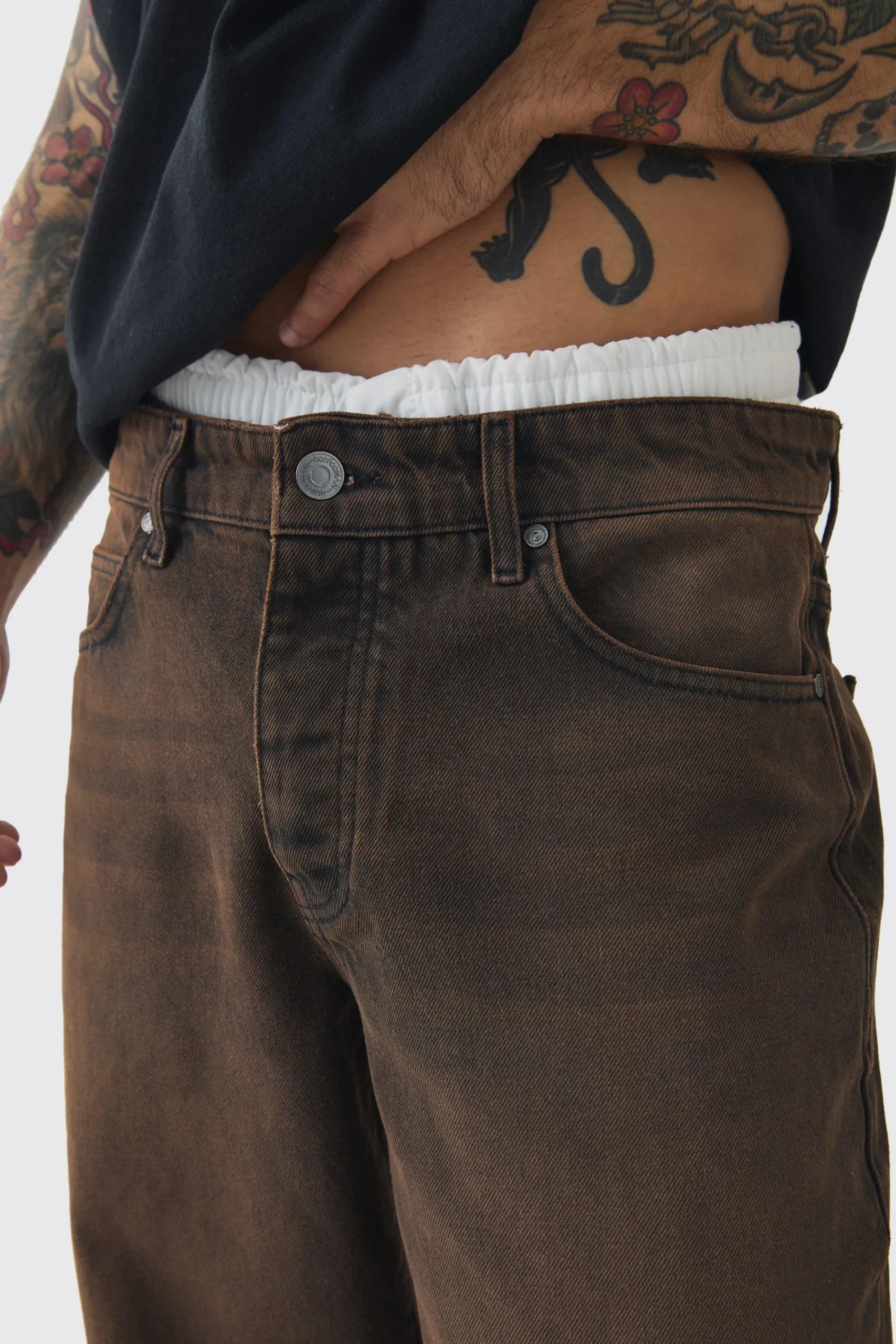 boohooMAN Baggy Rigid Double Waistband Denim Jeans In | UK| Trousers|Jeans