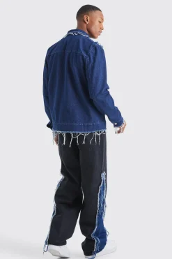 boohooMAN Baggy Rigid Frayed Spliced Jeans In | UK| Trousers|Jeans