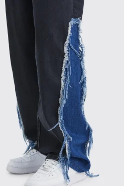 boohooMAN Baggy Rigid Frayed Spliced Jeans In | UK| Trousers|Jeans