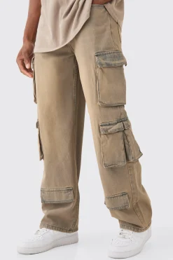 boohooMAN Baggy Rigid Tinted Multi Cargo Pocket Jeans | UK| Trousers|Jeans