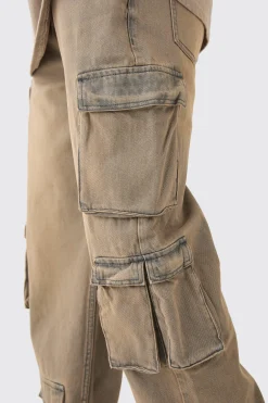 boohooMAN Baggy Rigid Tinted Multi Cargo Pocket Jeans | UK| Trousers|Jeans
