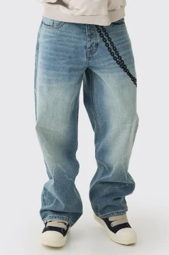 boohooMAN Baggy Rigid Laser Print Lightning Jeans | UK| Trousers|Jeans